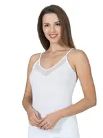 Pamuklu Modal Yakası Tül İnce Askılı Kadın Atlet Özkan 22813  Beyaz farklı açı