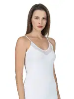 Pamuklu Modal Yakası Tül İnce Askılı Kadın Atlet Özkan 22813  Beyaz görsel 4