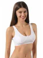 Pamuklu Ribana Boş Kap Desteksiz Telsiz Balensiz Kalın Askılı Yarım Kadın Atlet Sütyen Özkan 0564  Beyaz farklı açı