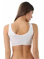 Pamuklu Ribana Boş Kap Desteksiz Telsiz Balensiz Kalın Askılı Yarım Kadın Atlet Sütyen Özkan 0564  Beyaz görsel 4