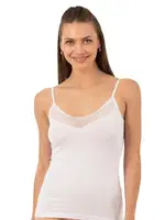 Pamuklu Tül Detaylı İnce Askılı Kadın Atlet Özkan 20572  Beyaz görsel 4