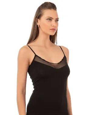 Özkan Pamuklu Tül Detaylı İnce Askılı Kadın Atlet Özkan 20572  - Alternatif Görünüm