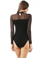 Pamuklu Tül Detaylı Uzun Kollu Yarım Balıkçı Kancalı Çıtçıtlı Body Özkan 22779 Siyah detay görünüm