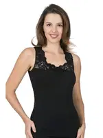 Pamuklu Yakası Dantelli Kalın Askılı Kadın Atlet Özkan 25348  Siyah görsel 8