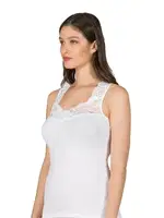 Pamuklu Yakası Dantelli Kalın Askılı Kadın Atlet Özkan 25348  Beyaz farklı açı