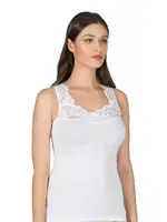 Pamuklu Yakası Dantelli Kalın Askılı Kadın Atlet Özkan 25348  Beyaz görsel 4