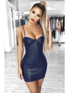 Pink Night Parlak Lacivert Seksi Kadın Elbisesi Pink Night 4411 - Alternatif Görünüm