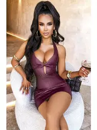 Pink Night Parlak Mor Seksi Kadın Elbisesi Pink Night 4412