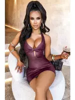 Parlak Mor Seksi Kadın Elbisesi Pink Night 4412 Mor