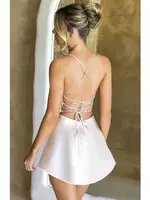 Parti Midi Elbise Beyaz Pink Night 3395 Beyaz detay görünüm