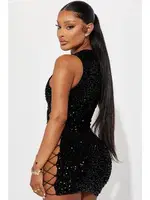 Payetli Fantezi Siyah Mini Elbise For Dreams 8484 Siyah detay görünüm