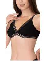 Pedsiz Tül Çizgili Penye Sütyen İmer 2238 Siyah