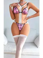 Pembe Ekose Desenli Fantezi Kostümü Nightlight 7042 Pembe