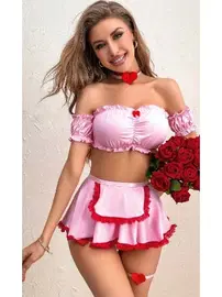 Ruselin Pembe Fantazi Hizmetçi Kostüm Ruselin 2071