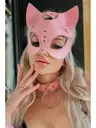 Pembe Fantezi Maske Boyunluk Harness Set missisX 6053