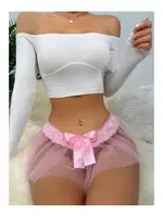 Pembe Külot Tül Kurdele Detaylı Şık Gösterişli Kaliteli Pembe farklı açı