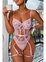 Pembe Transparan Çiçek Desenli Fantezi Babydoll For Dreams 8413 Pembe görsel 5
