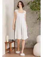 Penye Dantelli Kare Yaka Gecelik Sabahlık Takım Pierre Cardin 4005  Ekru görsel 11