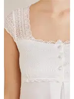 Penye Dantelli Kare Yaka Gecelik Sabahlık Takım Pierre Cardin 4005  Ekru görsel 12