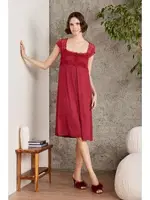 Penye Dantelli Kare Yaka Gecelik Sabahlık Takım Pierre Cardin 4005  Bordo görsel 6