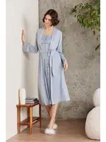 Penye Dantelli Kare Yaka Gecelik Sabahlık Takım Pierre Cardin 4005  görsel 7