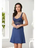 Penye Transparan Dantelli Gecelik Sabahlık Takım Pierre Cardin 4020  Lacivert görsel 34