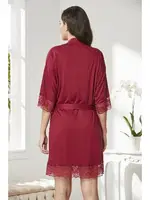 Penye Transparan Dantelli Gecelik Sabahlık Takım Pierre Cardin 4020  Bordo görsel 23