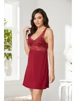 Penye Transparan Dantelli Gecelik Sabahlık Takım Pierre Cardin 4020  Bordo görsel 24