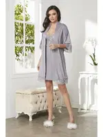 Penye Transparan Dantelli Gecelik Sabahlık Takım Pierre Cardin 4020  görsel 7