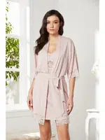 Penye Transparan Dantelli Gecelik Sabahlık Takım Pierre Cardin 4020  Pudra görsel 11