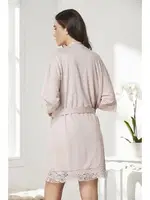 Penye Transparan Dantelli Gecelik Sabahlık Takım Pierre Cardin 4020  Pudra görsel 13