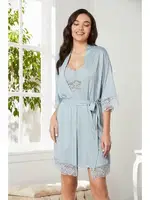 Penye Transparan Dantelli Gecelik Sabahlık Takım Pierre Cardin 4020  görsel 16