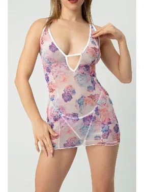 Phevos Phevos Desenli Göğüs Dekolteli Gecelik 012-002216 - Alternatif Görünüm