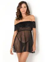 Phevos Omuz Dekolteli Elbise Miorre 012-001291 Siyah detay görünüm