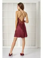 Pierre Cardin 605 Saten Dantel Gecelik Bordo görsel 6