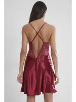 Dantelli Saten Askılı Kadın Gecelik Pierre Cardin 608 Bordo görsel 9