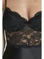 Dantelli Kaplı Kısa Askılı Saten Gecelik Pierre Cardin 627 Siyah görsel 11