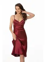 Sırt Dekolteli Çapraz Askılı Saten Dantel Gecelik Pierre Cardin 900  Bordo görsel 16