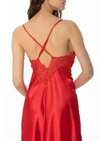 Sırt Dekolteli Çapraz Askılı Saten Dantel Gecelik Pierre Cardin 900  Kırmızı görsel 10
