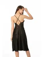 Sırt Dekolteli Çapraz Askılı Saten Dantel Gecelik Pierre Cardin 900  Siyah görsel 6