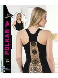 Polkan Sırtı Güpürlü Kalın Askılı Kadın Atlet Polkan 2242