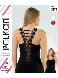 Polkan Gül Motifli Sırtı Güpürlü Kadın Atlet Polkan 2270