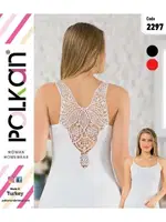 İnce Askılı Sırtı Güpürlü Kadın Atlet Polkan 2297