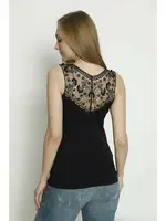 Sıfır Kol Sırtı Güpürlü Kadın Atlet Polkan 2337 Siyah