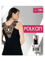 Sırtı V Dantel Askılı Kadın Atlet Polkan 2383 Siyah