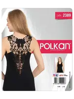 Geniş Askılı Arkası Dantel Kadın Atlet Polkan 2389 Siyah