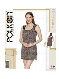 Polkan Kalın Askılı Kadın Leopar Gecelik Polkan 4057