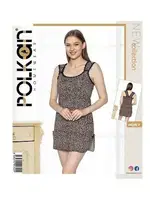 Kalın Askılı Kadın Leopar Gecelik Polkan 4057 Leopar