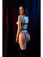 Ponponlu Kırmızı Sütyen Strin Jartiyer Takım Gallipoli MGP2024 Kırmızı farklı açı