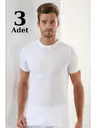 Premium Erkek Beyaz O Yaka Tişört Arma Yıldız 1004 - 3 ADET